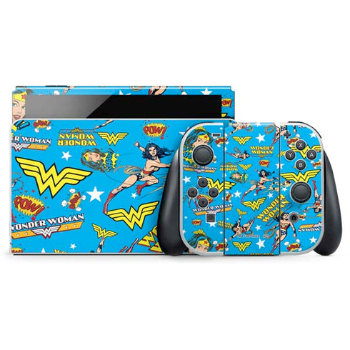 DC Comics Wonder Woman Action pose pattern Nintendo Switch OLED (2021) Skin